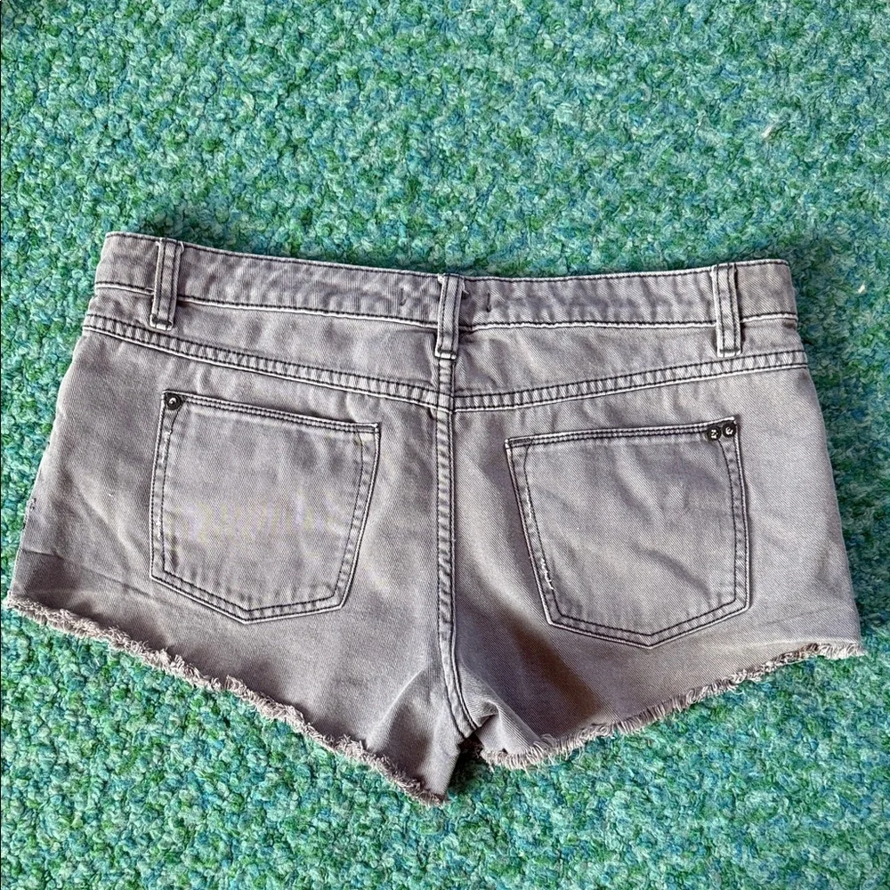 Free People Gray Distressed Denim shorts
